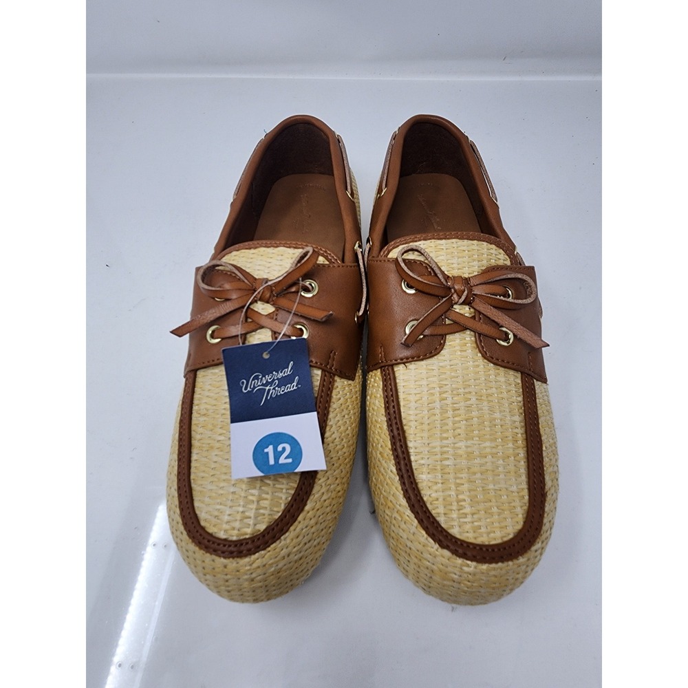 Universal Thread Womens Woven Boat Shoes Brown Straw Casual Size 12